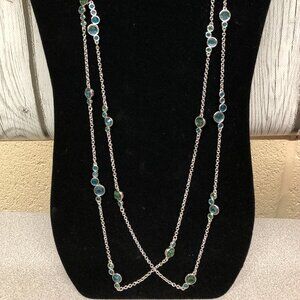 Carolee Silver with Green and Blue Crystals Necklaces 2  **